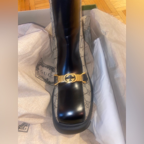 Brand NIB Gucci Tessuto GG Supreme Magnum Calf Leather Boots! 100% Authentic - Picture 13 of 16